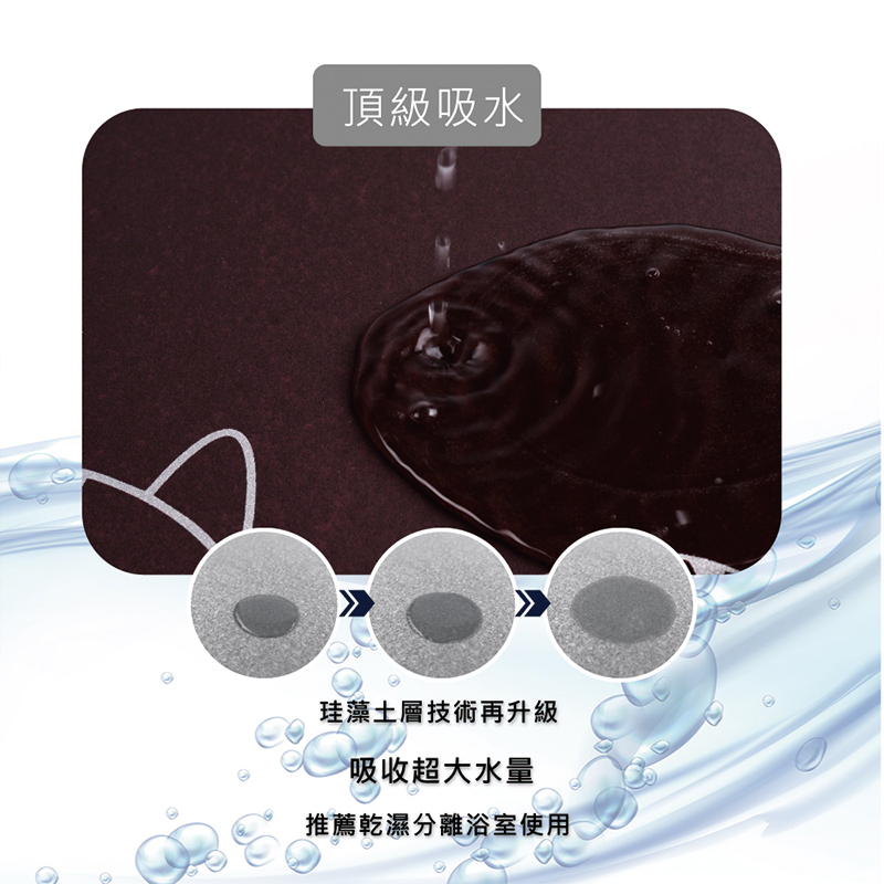 【怪獸】瑪思特 10秒頂吸 軟式珪藻土吸水地墊 虎視丹丹 (60x40cm) -酒紅, , large