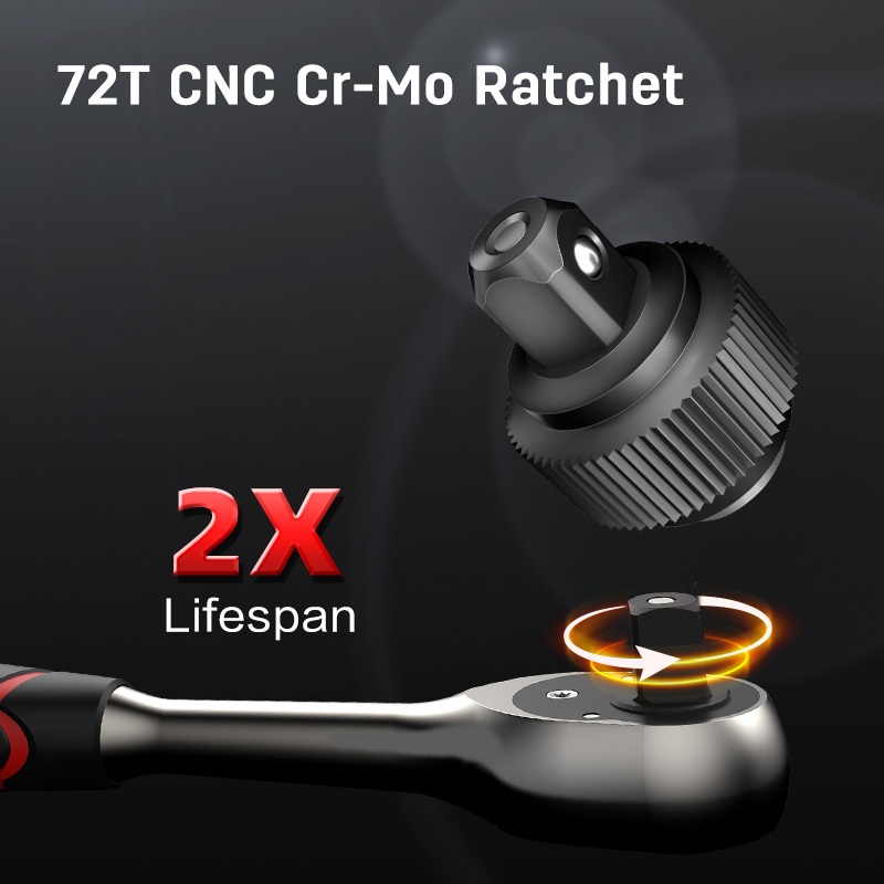 【得力工具 deli tools】43件 二分套筒組 扳手工具組  #SLIVER, , large