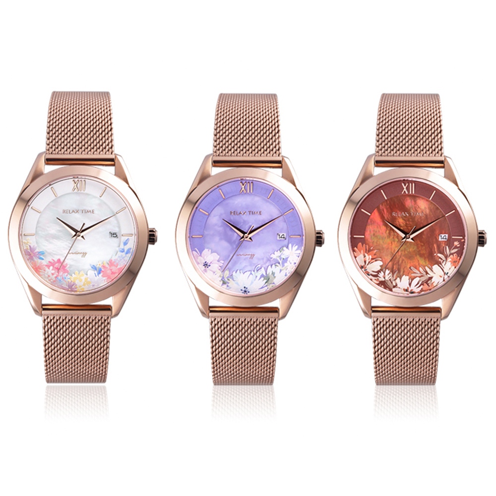 Relax Time wwiinngg 插畫家聯名花卉女錶-晨曦琉璃/36mm RT-106-01, , large