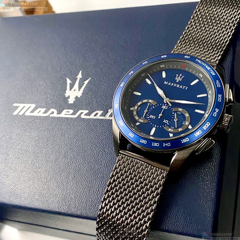 [星晴錶業]MASERATI手錶,46mm,R8873612009寶藍色錶面寶藍錶殼槍灰米蘭錶帶款, , large