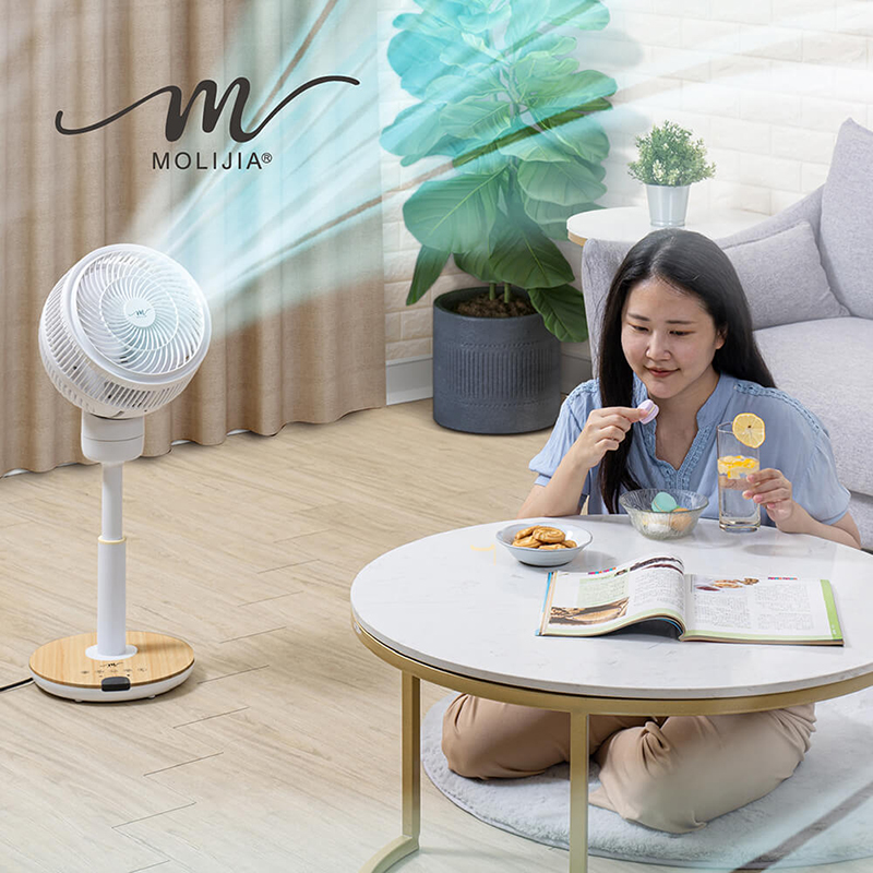 【MOLIJIA】M186 Fully Automatic DC Inverter Brushless Circulating Fan - 9-inch Floor Standing Type / DC Energy Saving Fan - White Wood Grain, , large