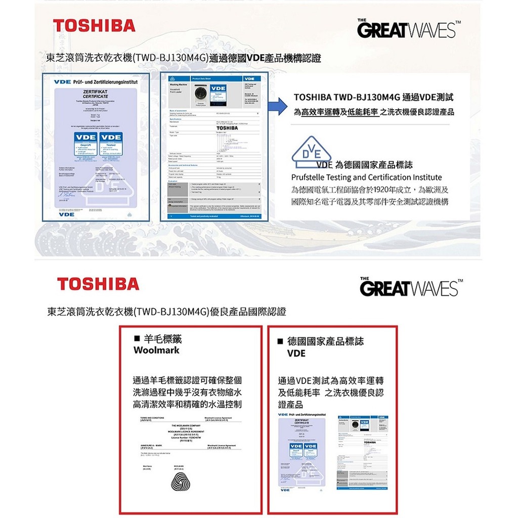 TOSHIBA 12kg Inverter Front Load Washer Dryer Combo TWD-BJ130M4G, , large