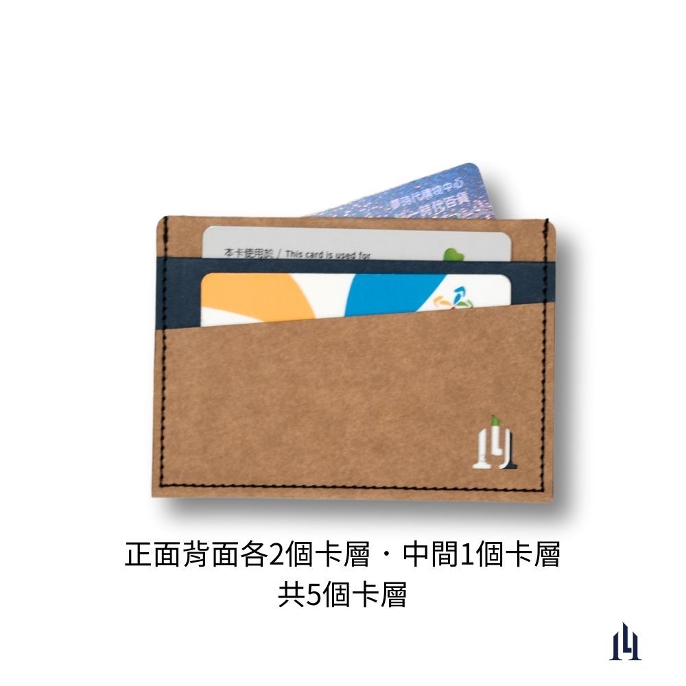[LOGINHEART]免取卡正面感應卡夾 條紋棕藍 可客製 悠遊卡/信用卡/各類卡片 直接感應不受其他卡片干擾, , large