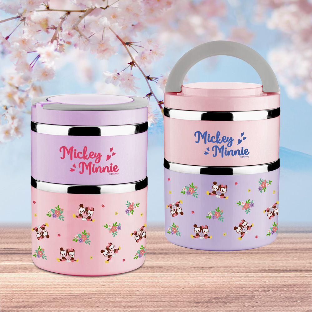 Disney Sakura Mickey Mouse 304 Stainless Steel Double-Layer Insulated Large Food Bucket (1.5L) - Pink, , large