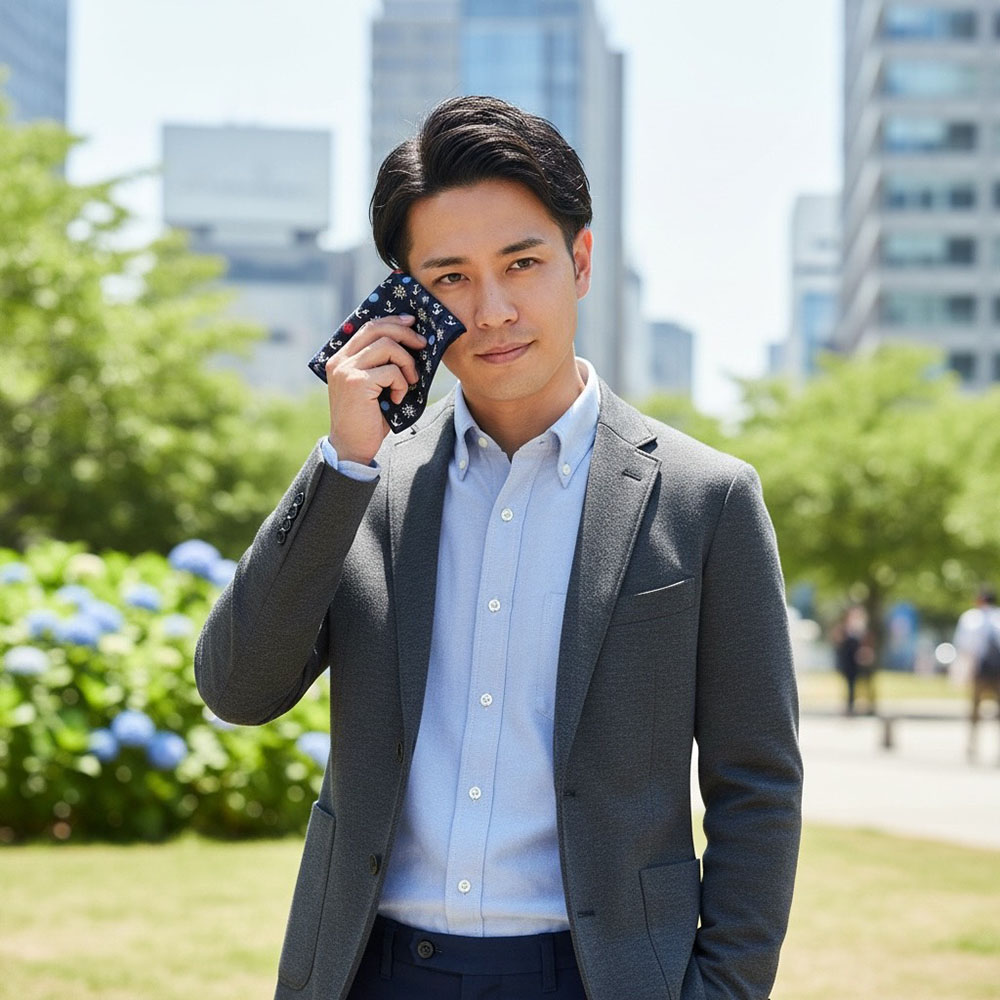 日本製【濱文漾】純棉手帕/方巾－紳士海軍, , large