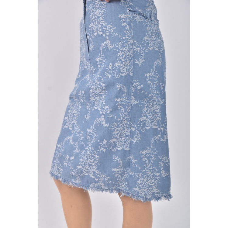 (XL) heraya質感棉質花紋藍色長裙二手衣, , large