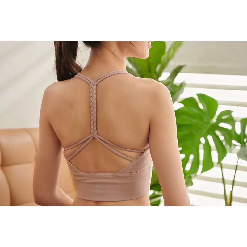 YOGA FLOW Alma Bra - 麻花短版上衣 - 迷霧粉 Apricot Pink, , large