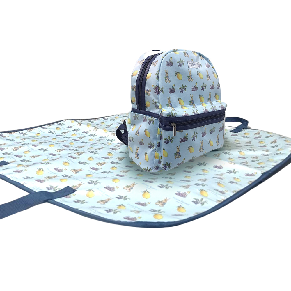 【世豐】比得兔春遊多功能野餐墊(袋)+後背包 ( 過夜包 防潑水 出國 出差 旅行 露營), , large