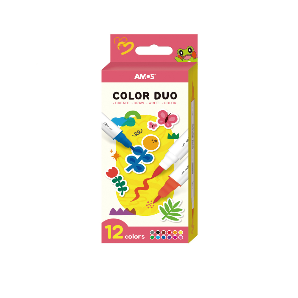 【韓國AMOS】12色可水洗雙頭彩色筆, , large