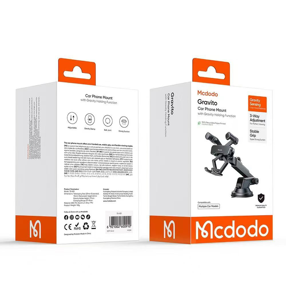 Mcdodo Gravito Car Phone Mount with Gravity Holding Function, , large