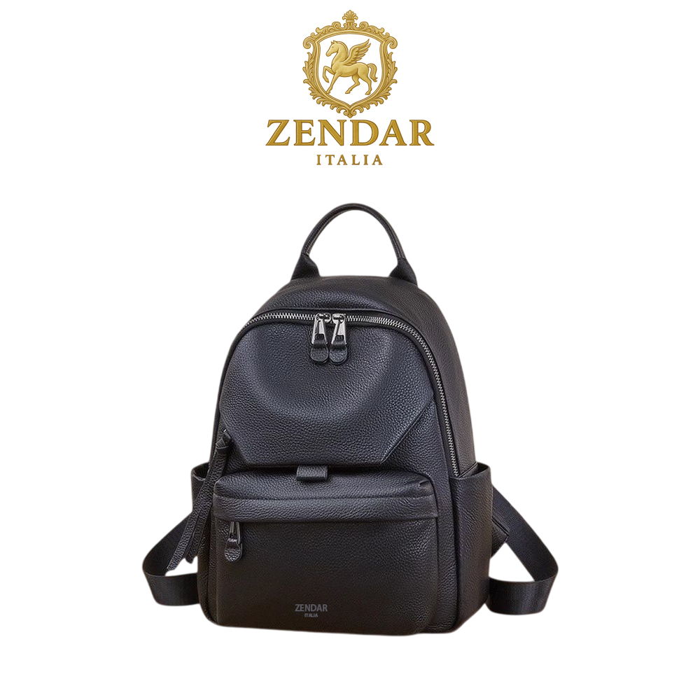 【ZENDAR】限量1折 頂級超柔軟小牛皮後背包 莎拉系列 全新專櫃展示品(黑色), , large