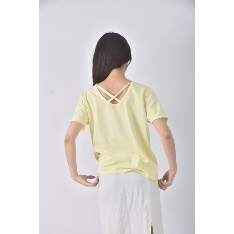 (M) 質感黃色短袖上衣二手衣, , large