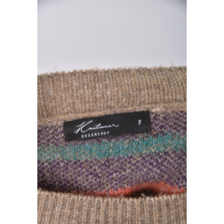 (F) queenshop韓牌小花棕色毛衣二手衣, , large