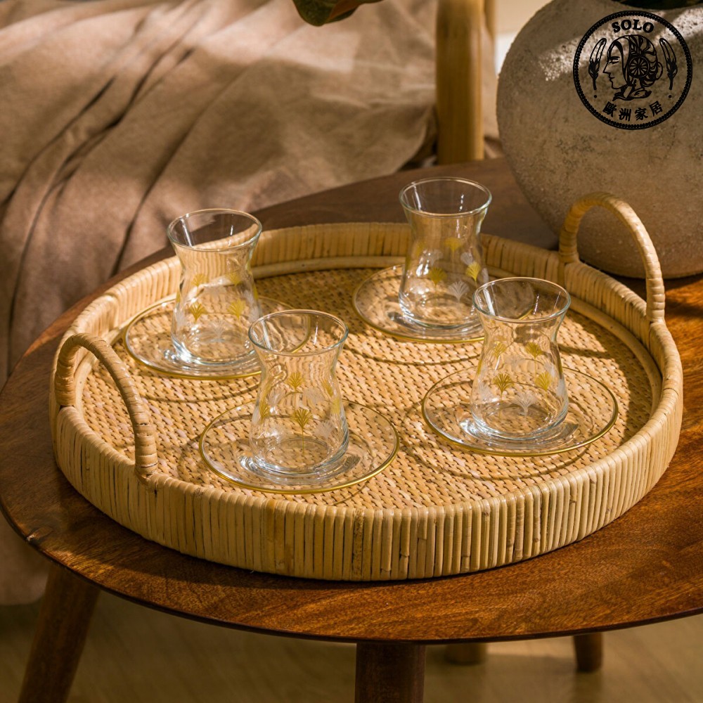 【SOLO Vintage】LCW Home 130ml Golden Palm Glass Tea Cups Set Made in Turkey