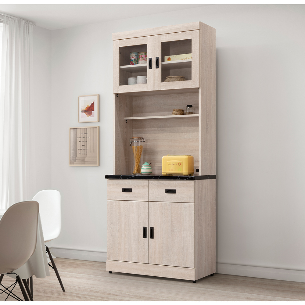 【唯熙傢俱】昂諾鋼刷白2.7尺石面餐櫥櫃, , large