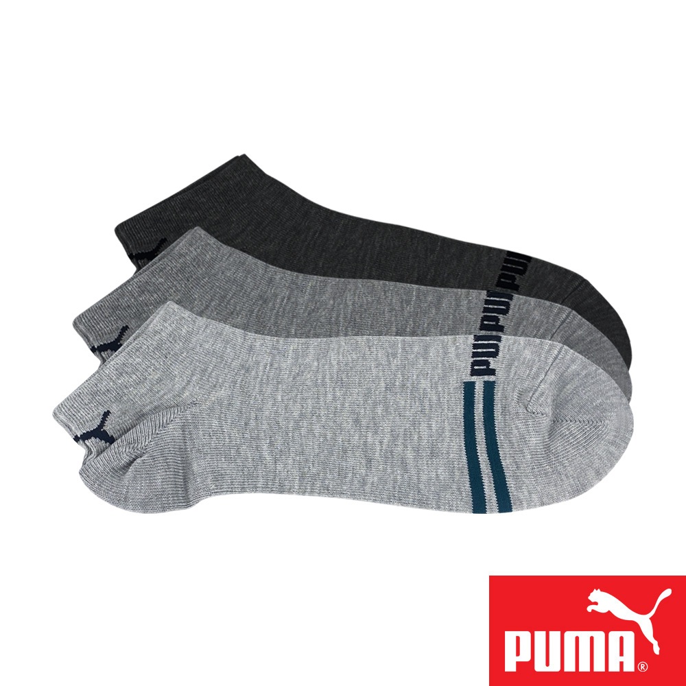 PUMA 毛巾底混色運動短筒襪3雙裝 彪馬 跳豹 男襪 女襪 襪子 運動襪 短襪 踝襪 厚底 平整縫頭 透氣 耐磨 灰, , large