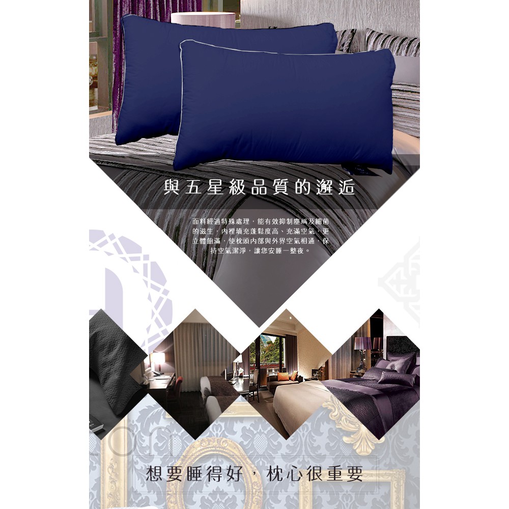 【Hilton 希爾頓】雙滾邊設計純棉立體枕柔軟蓬鬆舒適睡眠民宿, , large