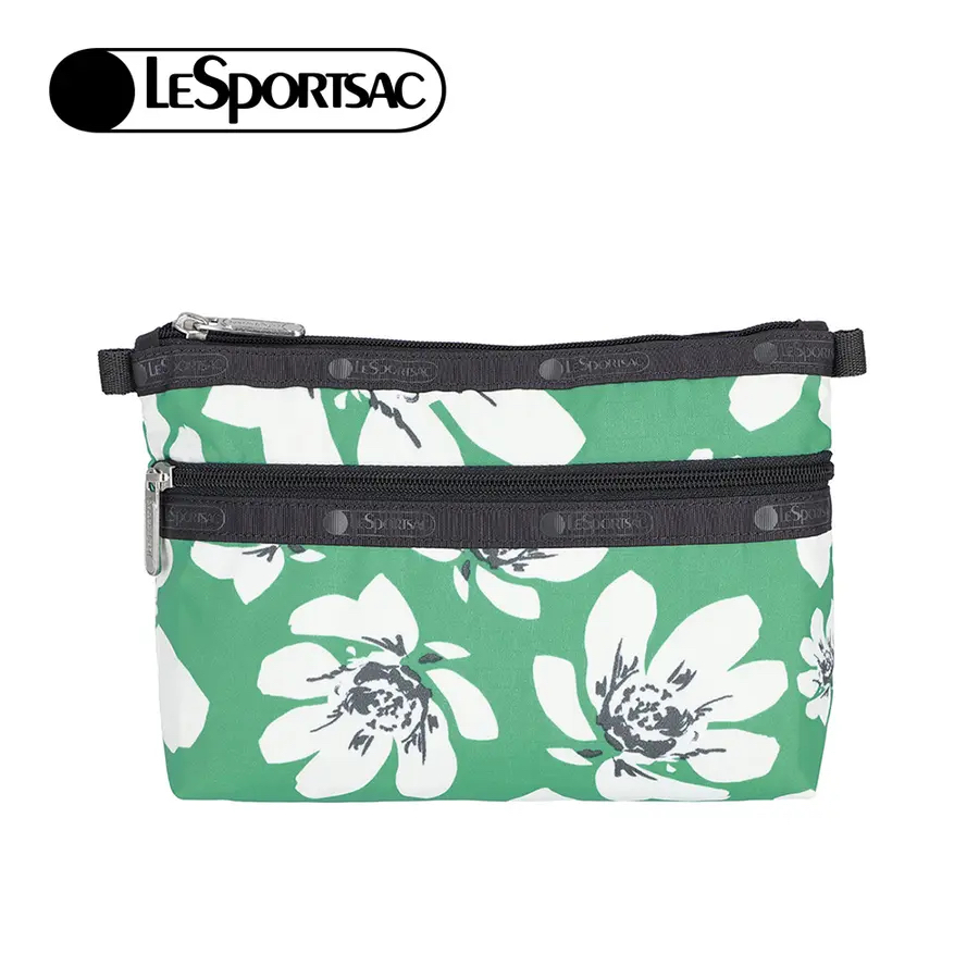 Lesportsac Cosmetic Clutch 雙層拉鍊化妝包 / 翠綠花園, , large