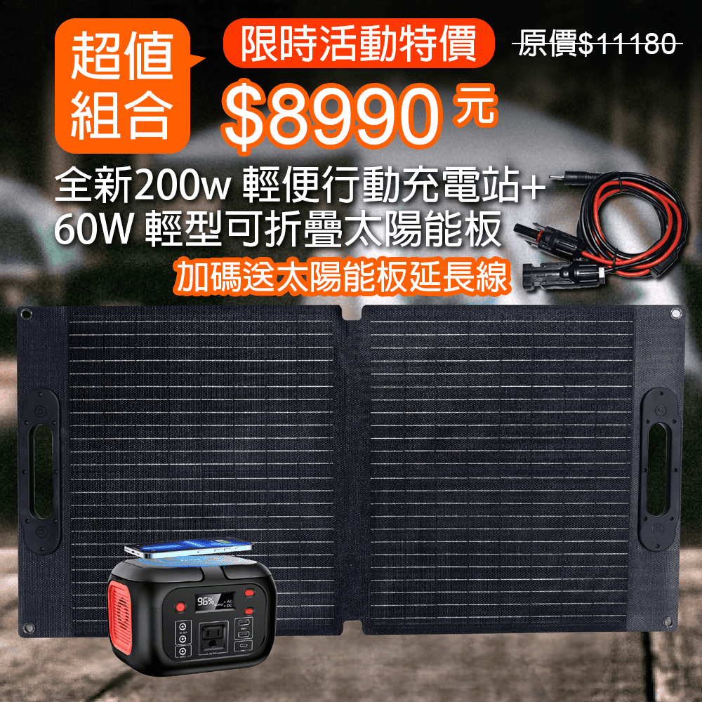 【iSOLAR】200w portable charging station+60W Foldable solar panel