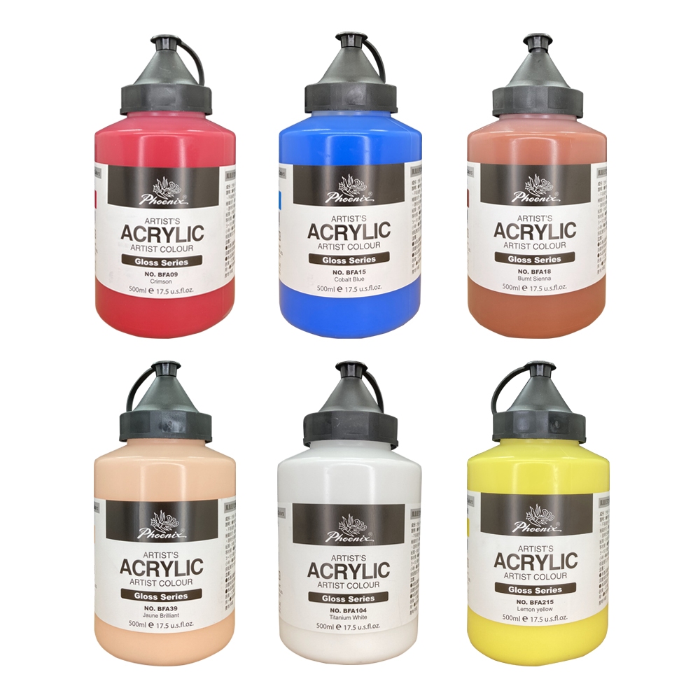 *需預訂*超取最多5瓶 AP鳳凰亮光壓克力顏料500ml (單瓶) 共18色304橙色, , large