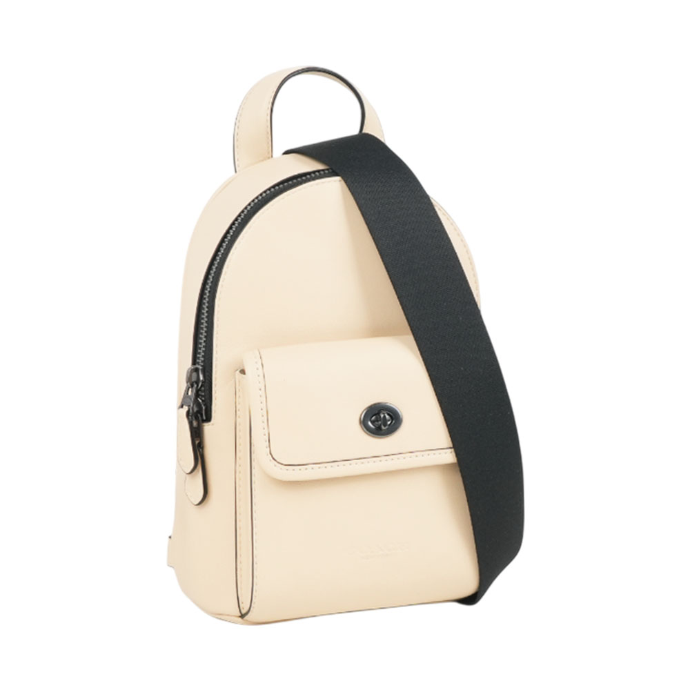 COACH Turnlock 轉釦設計小牛皮單肩背包(象牙白), , large