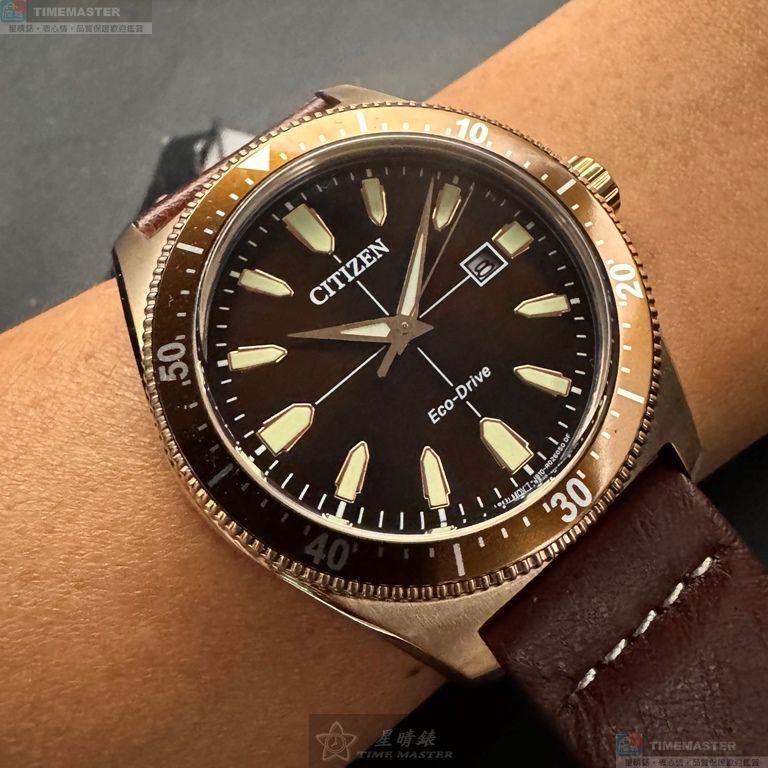[星晴錶業]CITIZEN手錶,42mm,CI00020古銅色錶面古銅色錶殼咖啡色真皮皮革錶帶款, , large
