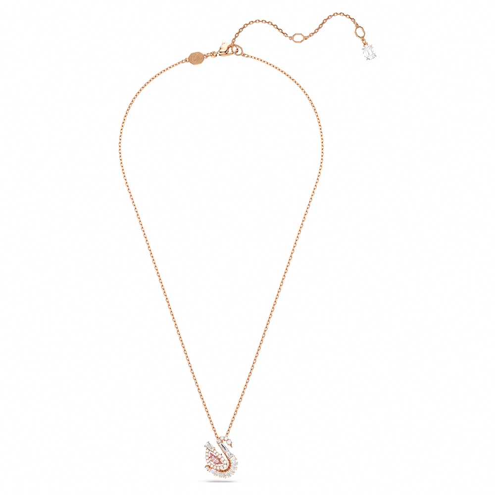SWAROVSKI 施華洛世奇 Swan 天鵝優雅律動 粉紅色水晶項鍊(5732414), , large
