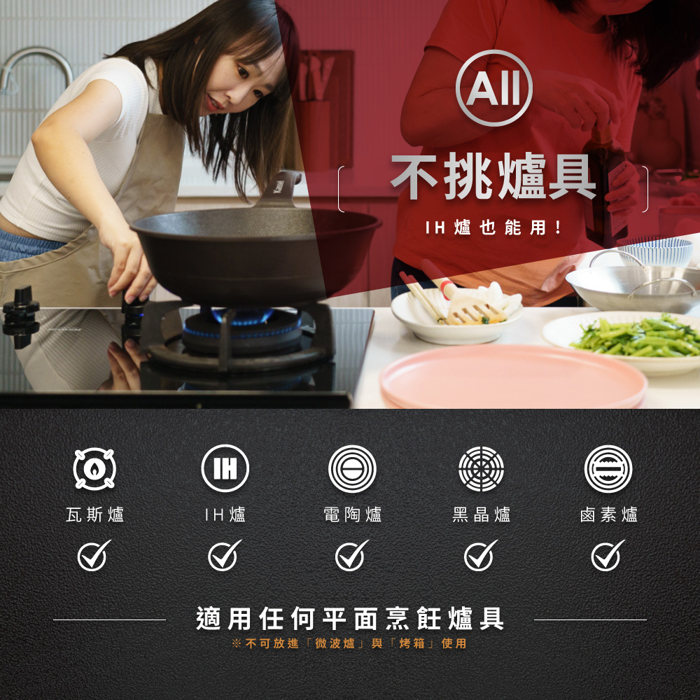 韓國Kassel 鑽石超導熱不沾輕炒鍋-28cm(瓦斯爐、電磁爐適用款、不挑爐具), 琥珀棕, large