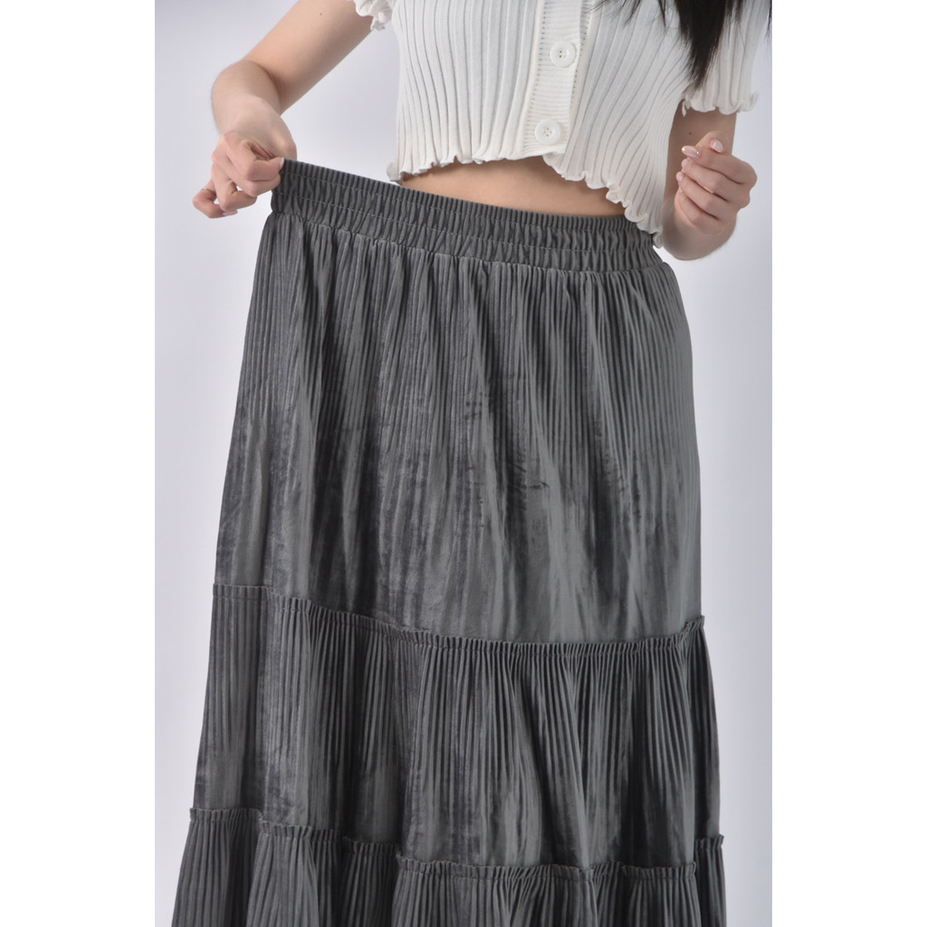 (M) 質感燈芯絨灰色長裙二手衣, , large