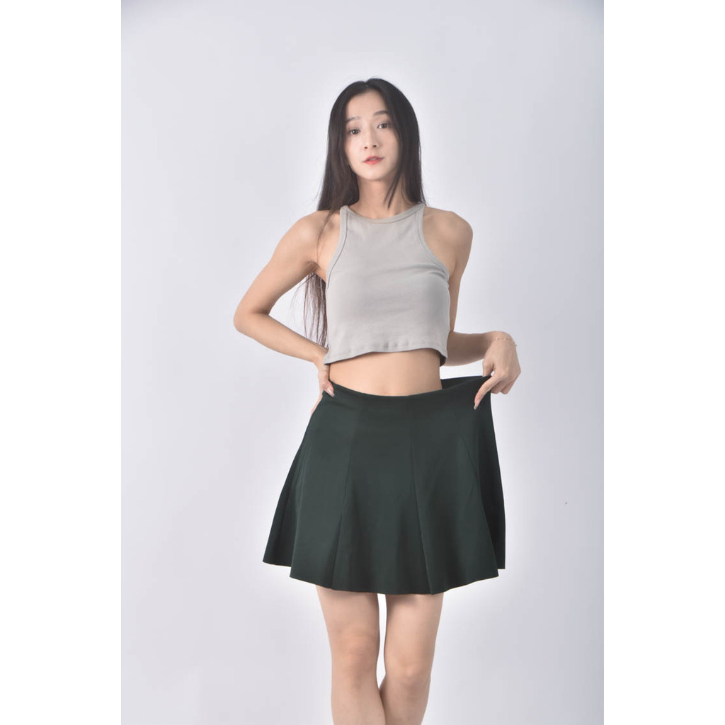(L) la chapelle素面綠色短裙二手衣, , large