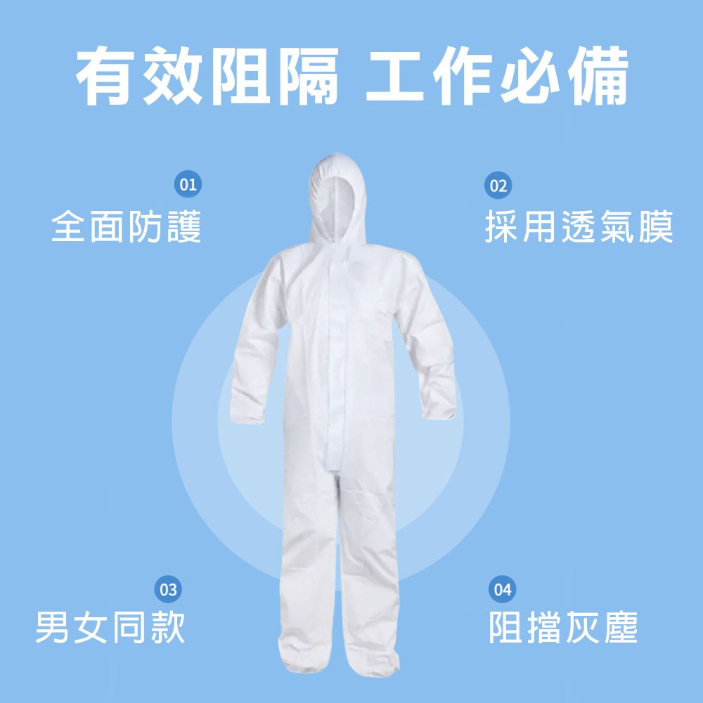 一次性防護衣(不含鞋套) SF透氣膜 歐盟CE 隔離衣 全身連體 透氣防塵 無塵室 噴漆, , large