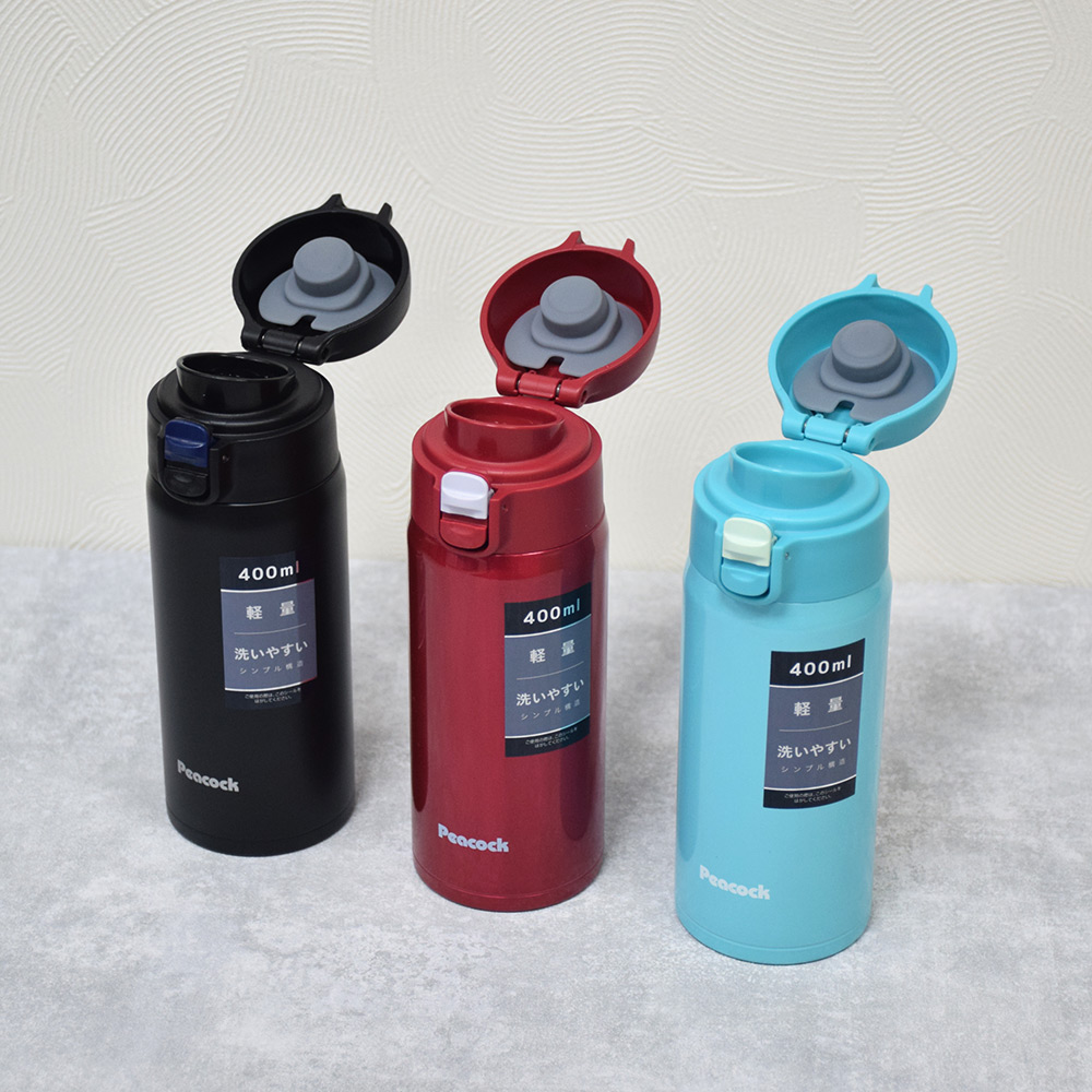 【日本孔雀Peacock】316不鏽鋼 輕量隨行 彈蓋直飲 保冷保溫杯400ML(直飲口設計)-緋酒紅, , large