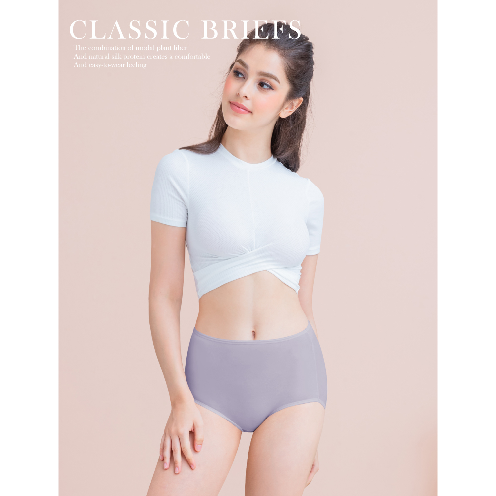 【Clany可蘭霓】美膚保養絲蛋白高腰XL-Q(2XL)內褲 玉露紫 2189-92, , large
