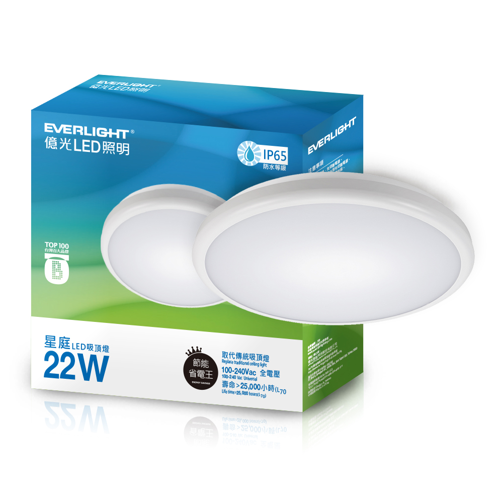 Everlight LED Star 22W full voltage IP65 ceiling light (white light), , large