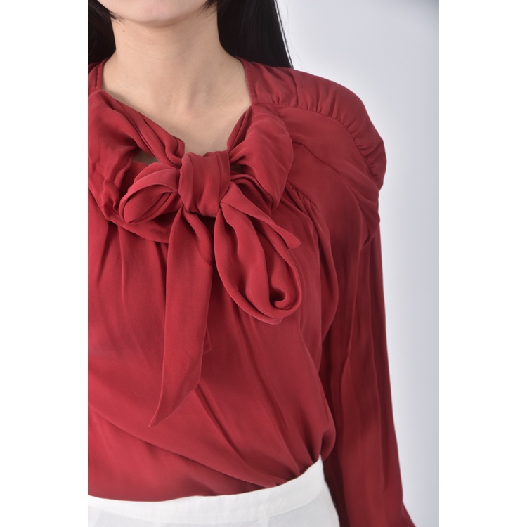 (M) massimo duttiv領綁帶紅色長袖上衣二手衣, , large