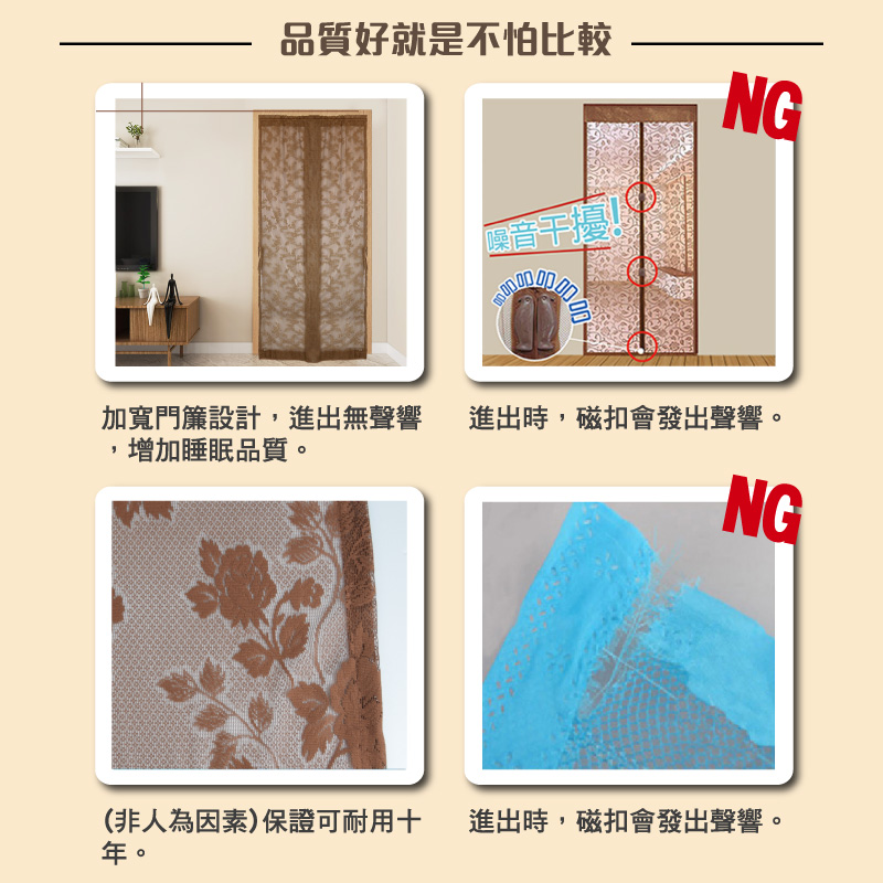 【G+居家】透氣紗防蚊門簾贈伸縮桿-富貴花語咖啡色, , large