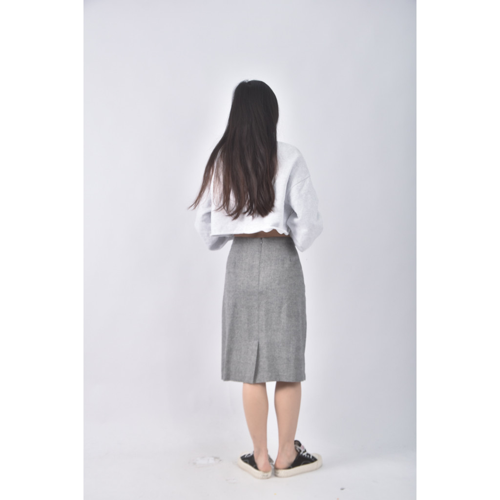 (2XL) 質感條紋灰色長裙二手衣, , large