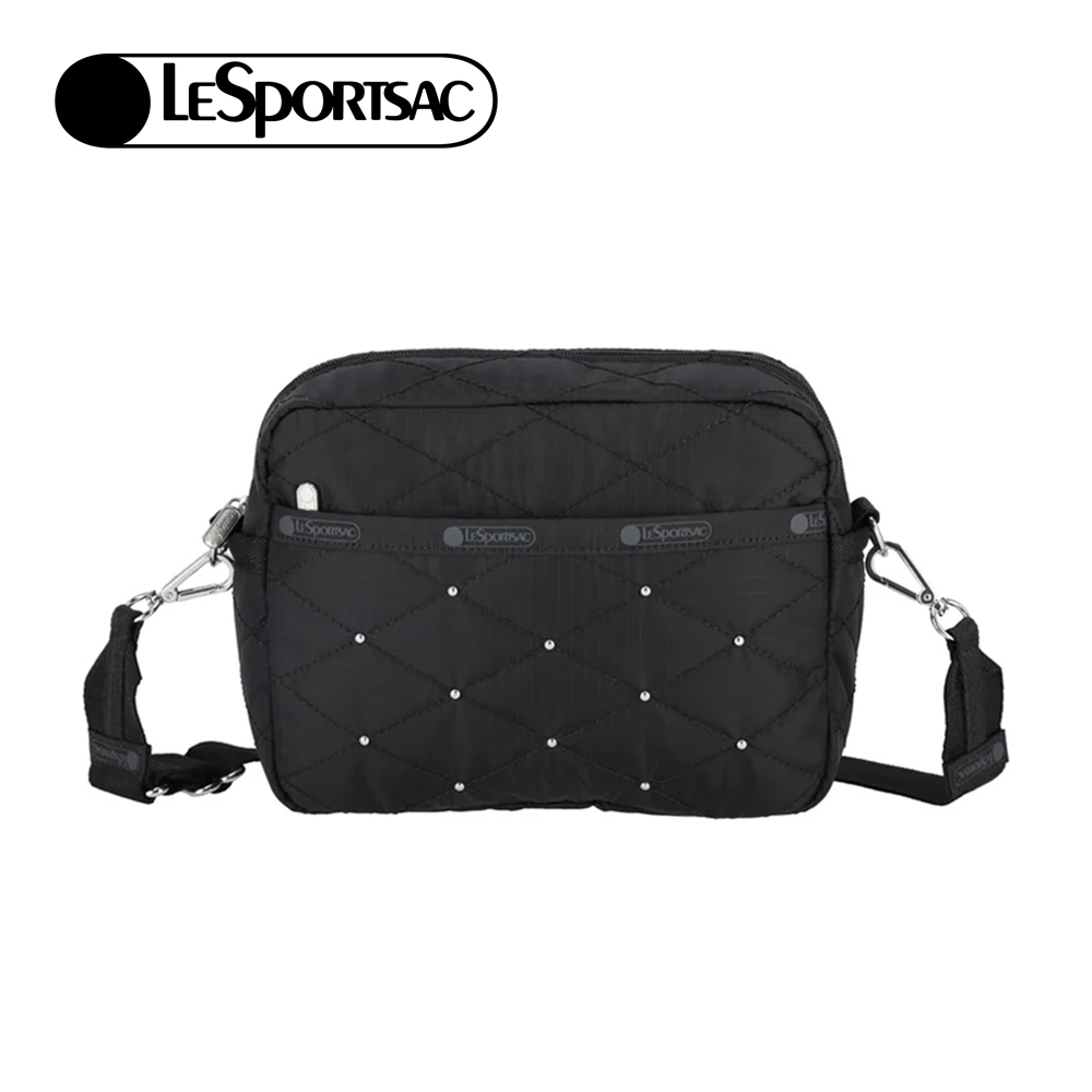 |快速出貨|Lesportsac Deluxe Crossbody 拉鍊斜背包 送禮推薦-黑色拼布釘飾, , large