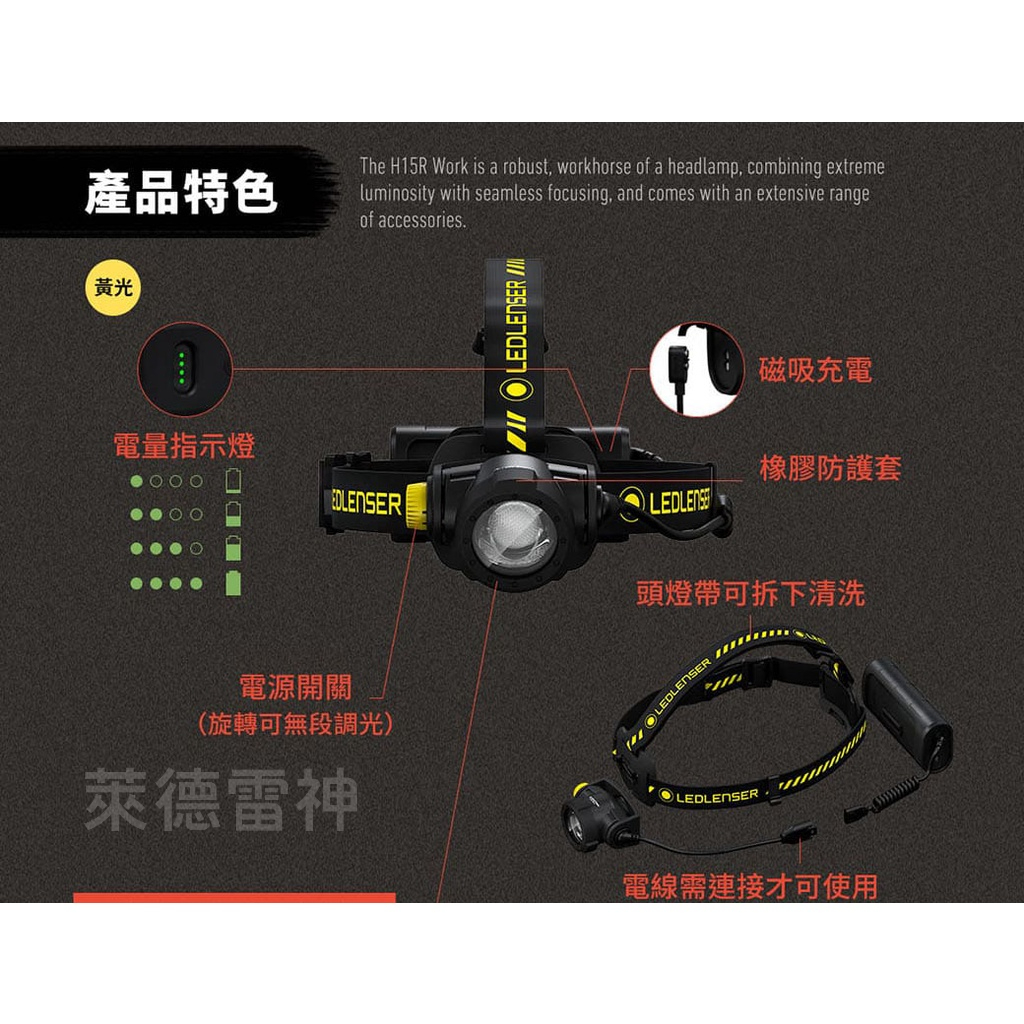 【德國Ledlenser】H15R Work 充電式伸縮調焦頭燈, , large