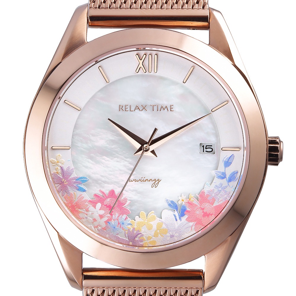 Relax Time wwiinngg 插畫家聯名花卉女錶-晨曦琉璃/36mm RT-106-01, , large