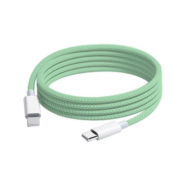 2入組 蘋果60W疾速快充 Type-C to Type-C青綠編織充電線2M