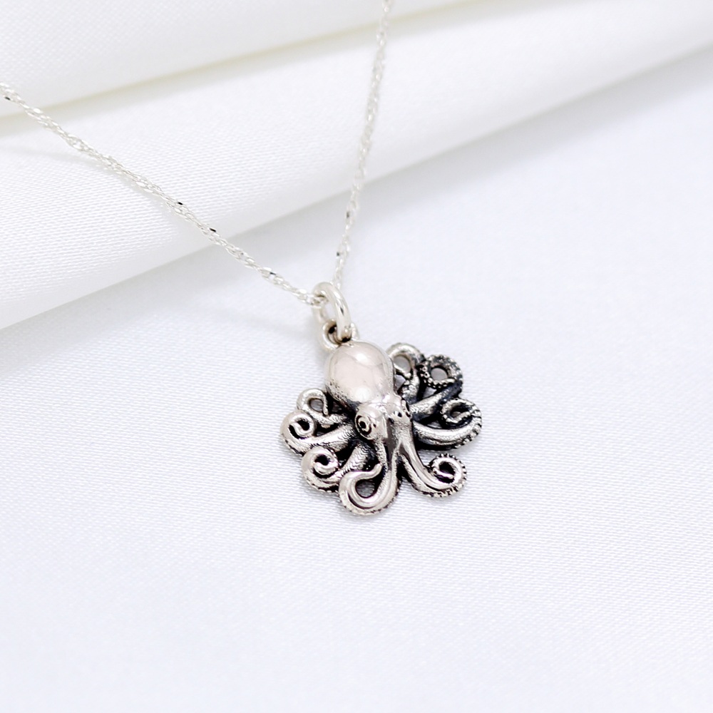 【Angel & Me】Baby Octopus s925 sterling silver necklace Birthday gift, , large