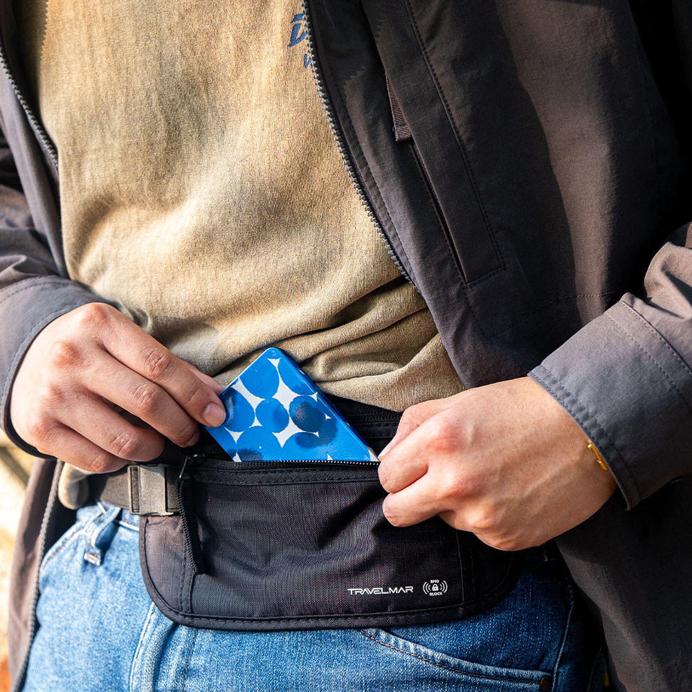 Travelmar RFID Anti-Theft Waist Bag-Black, , large