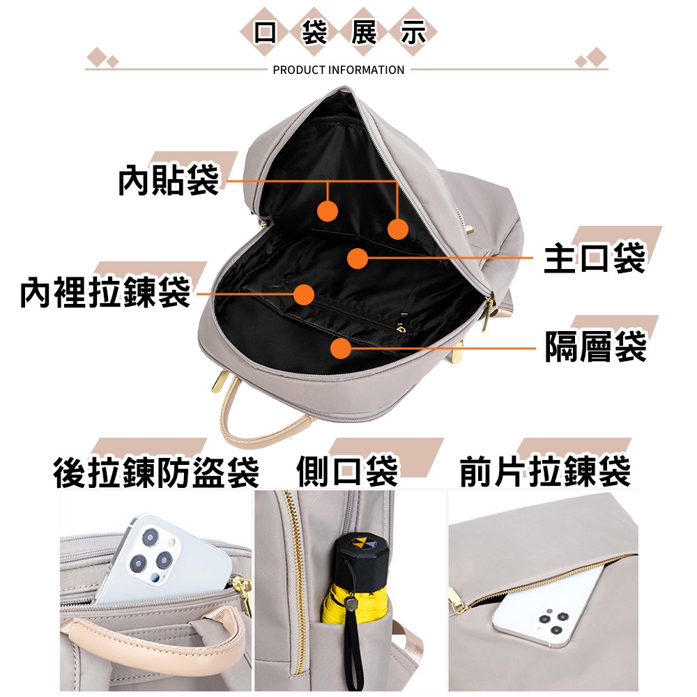 SPRNG-尼龍後背包14吋電腦後背包輕旅行後背包商務通勤後背包-多色, , large