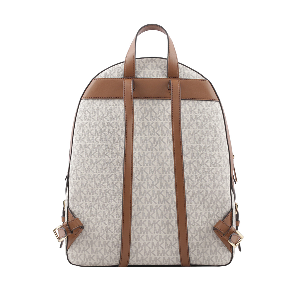 Michael Kors Jaycee 金字塗層帆布拉鍊口袋大款後背包(香草色), , large