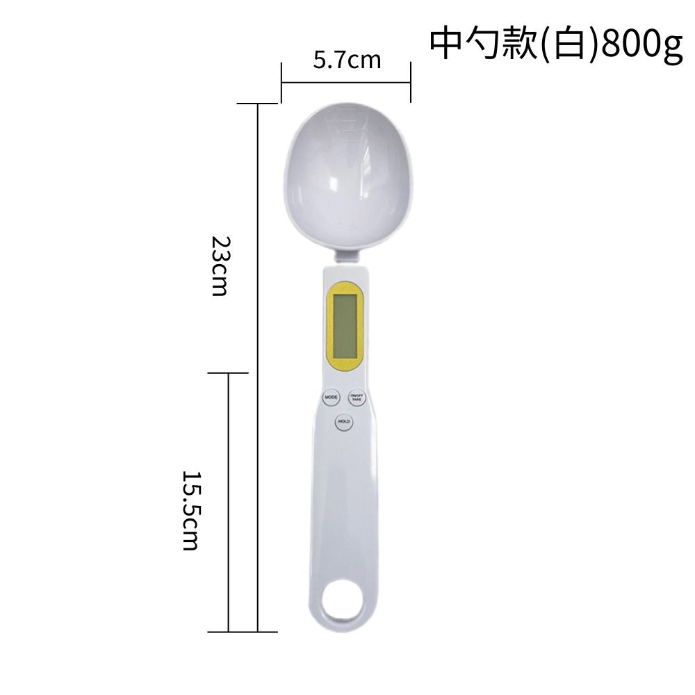 Electronic measuring spoon - 500g medium size + 3V button battery - white, , large