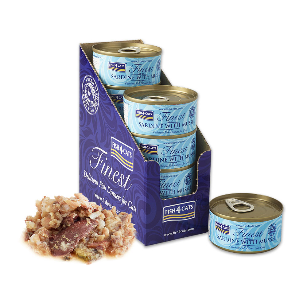 【倆寶貝精品館】海洋之星FISH4CATS 沙丁魚貽貝貓罐 70gｘ30罐, , large