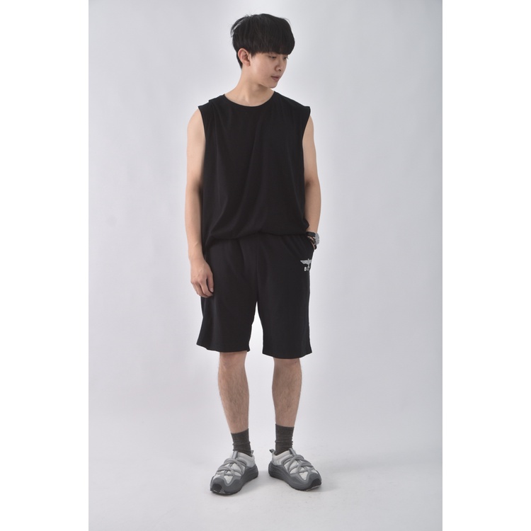 (S) 【范姜彥豐私服】boy london高腰男裝運動棉質素面黑色短褲二手衣, , large