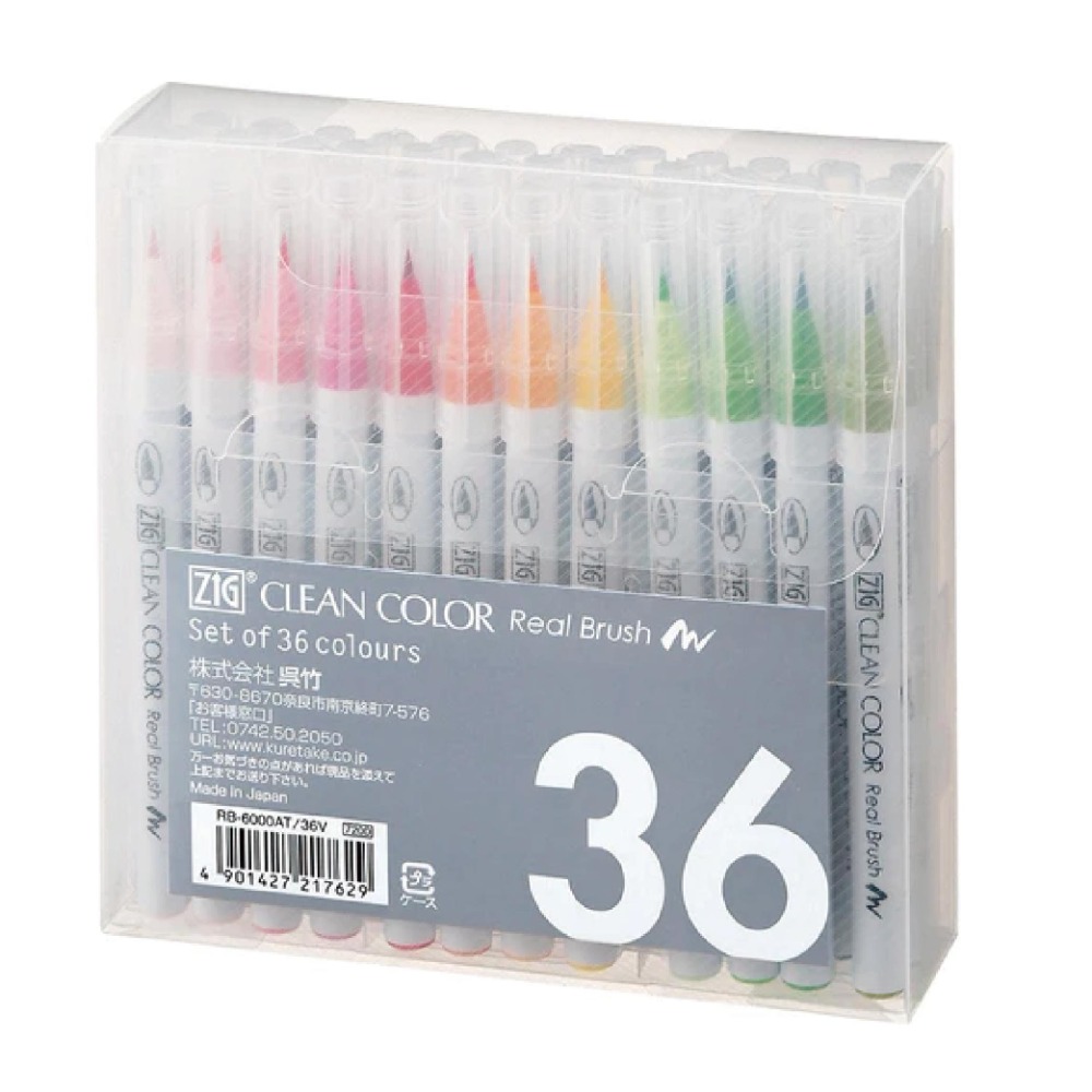 【Kuretake 吳竹】ZIG 彩繪毛筆 36色 /組 RB-6000AT-36V-JP, , large