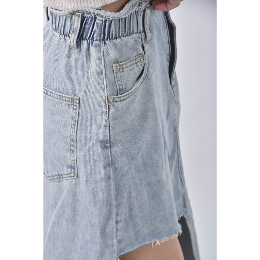 (M) 丹寧牛仔不規則藍色長裙二手衣, , large